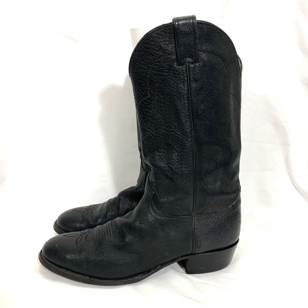Justin Boots Style 9183 All Black Leather Size 12 D